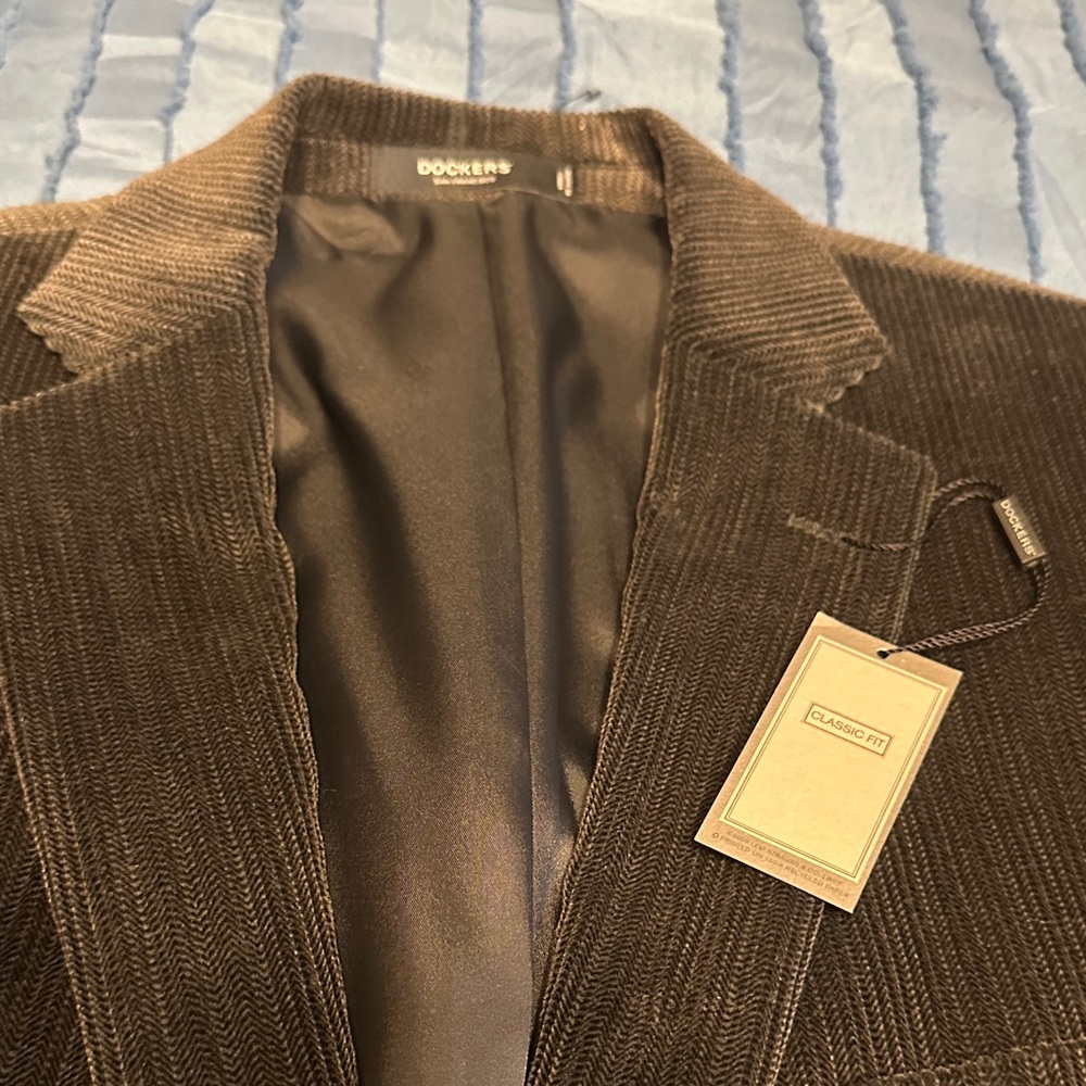 NWT Dockers Dark Brown Corduroy Sport Coat with Notch Lapel